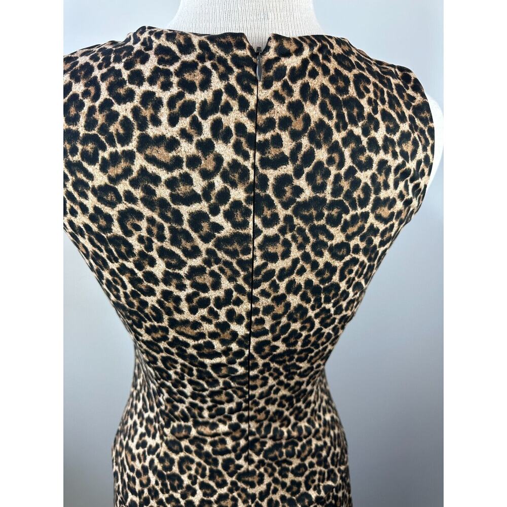 Michael Kors Leopard Print Dress Sleeveless Pleated Skirt Zipper Shoulder Size 2 - Picture 13 of 16